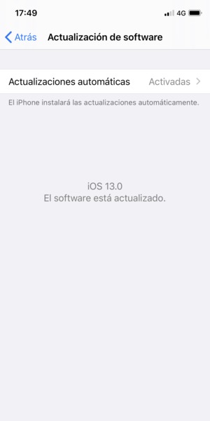 Si su iPhone está actualizado, verá la siguiente pantalla.