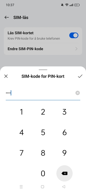 Bekreft din nye PIN-kode for SIM-kort og velg OK
