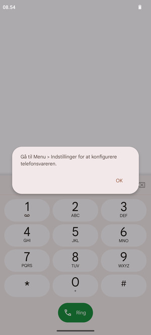 Hvis din telefonsvarer ikke er sat op, vælg OK