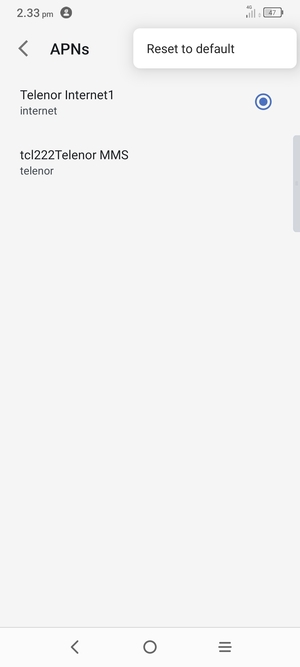 Select Reset to default