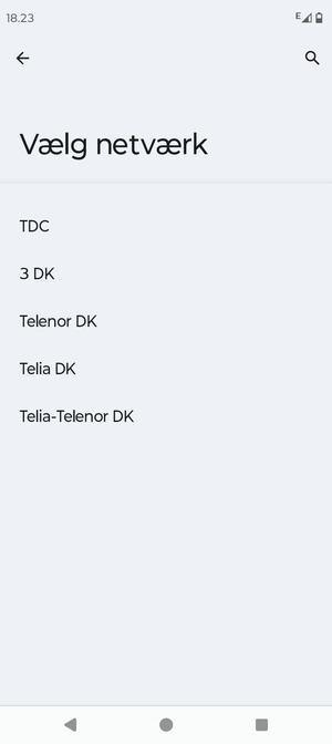 Vælg en netværksudbyder fra listen