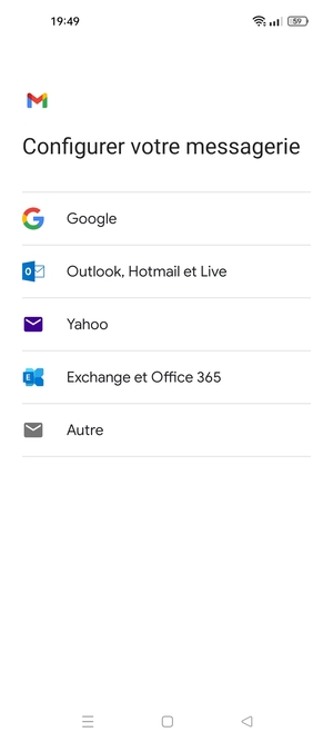 Sélectionnez Outlook, Hotmail et Live