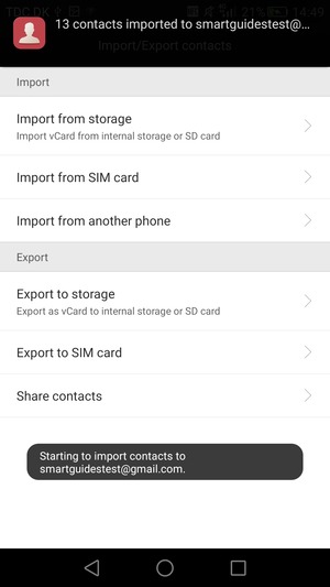 Your contacts will be saved to your Google account and saved to your phone the next time Google is synced.