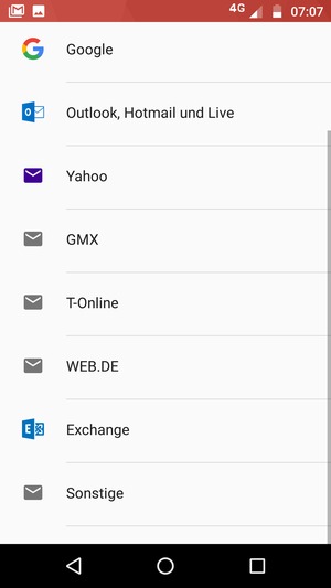 Scrollen Sie und wählen Sie Exchange