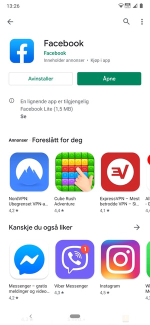 Velg Åpne