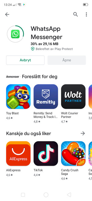 Vent til installasjonen er ferdig