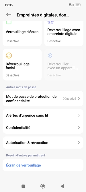 Faites défiler et sélectionnez Confidentialité