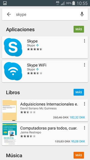 Seleccione la aplicación