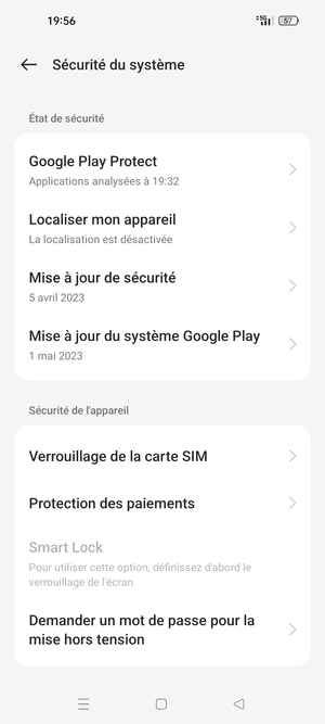 Sélectionnez Verrouillage de la carte SIM