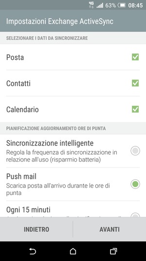 Seleziona AVANTI