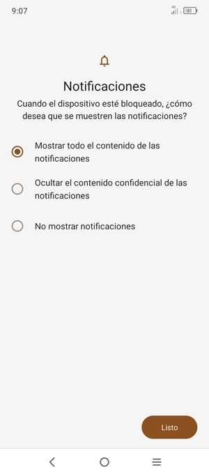 Seleccione la opción deseada y seleccione Listo