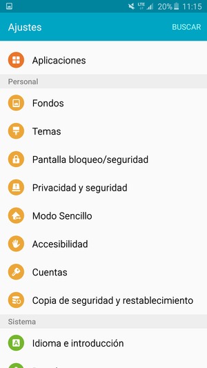 Desplácese y seleccione Seguridad / Pantalla bloqueo/seguridad