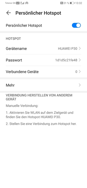 Ihr Handy ist jetzt für die Verwendung als Modem eingerichtet