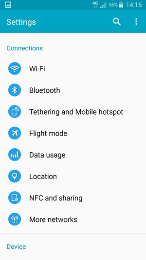 Scroll to and select More networks