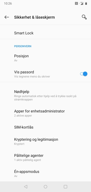 Bla til og velg SIM-kortlås
