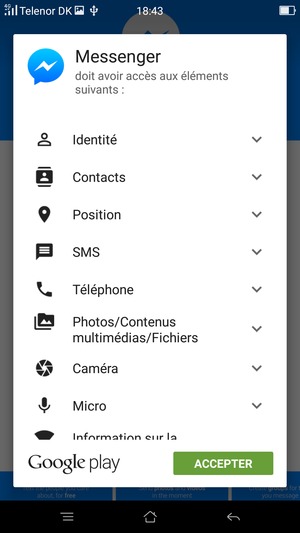 Sélectionnez ACCEPTER