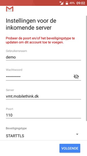 Selecteer Beveiligingstype