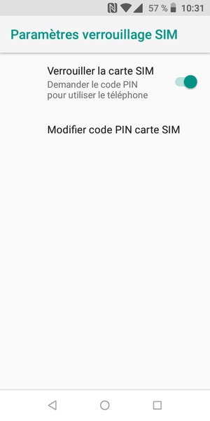 Sélectionnez Modifier code PIN carte SIM