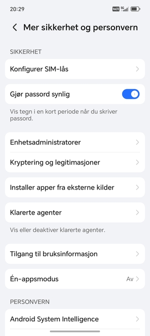 Velg Konfigurer SIM-lås