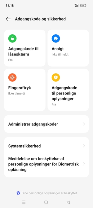 For at aktivere din skærmlås, gå til menuen Adgangskode og sikkerhed og vælg Adgangskode til låseskærm