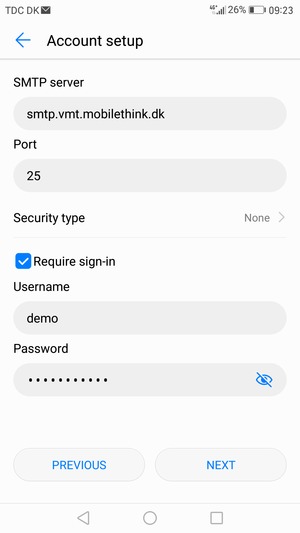 Enter Outgoing server address