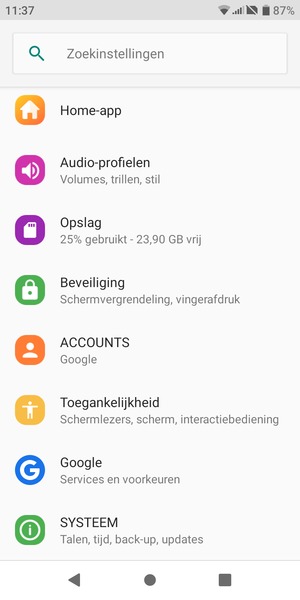 Selecteer Beveiliging