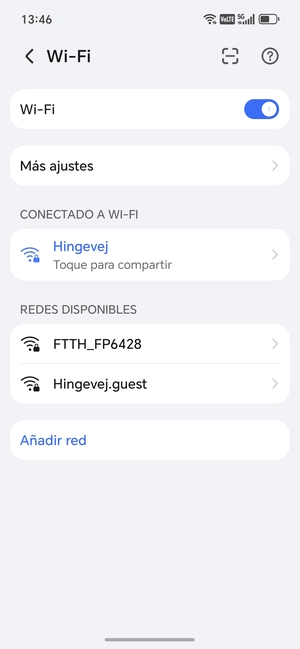 Ahora está conectado a la red Wi-Fi