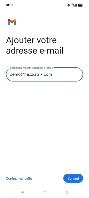 Saisissez votre Adresse e-mail et sélectionnez Suivant
