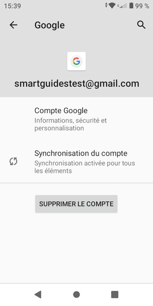 Sélectionnez Synchronisation du compte