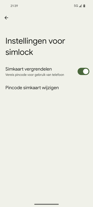 Selecteer Pincode simkaart wijzigen