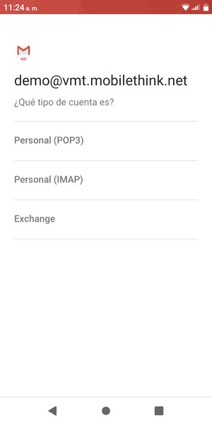 Seleccione Personal (POP3) o Personal (IMAP)