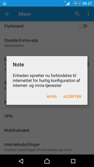 Vælg ACCEPTÉR
