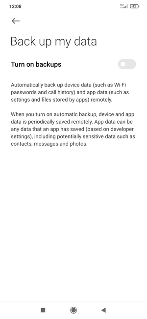 Turn on Turn on backups