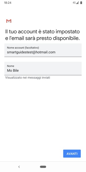 Scegli un nome per il tuo account e inserisci il tuo nome. Seleziona AVANTI