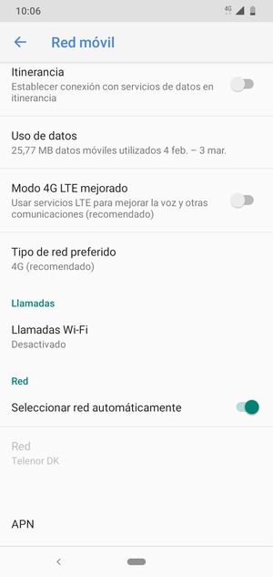 Desplácese y seleccione APN