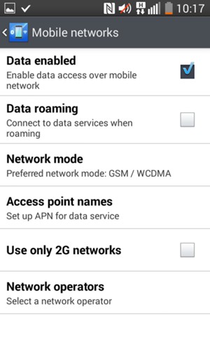 To change network if network problems occur, select Network operators
