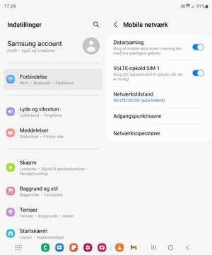 Slå Dataroaming til eller fra