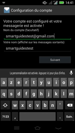 Donnez un nom à votre compte et saisissez votre nom. Sélectionnez Suivant