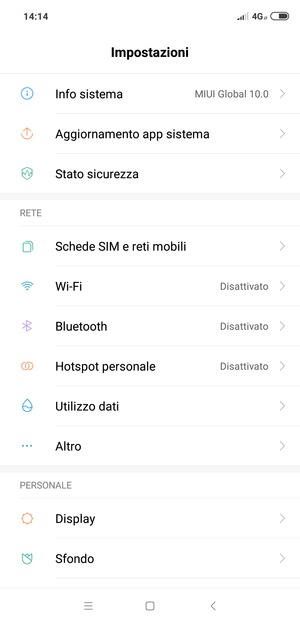 Seleziona Schede SIM e reti mobili