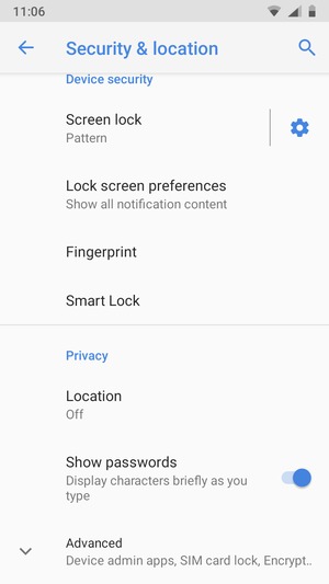 Scroll to and select Advanced