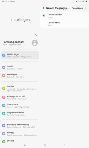 Selecteer de Menu-knop