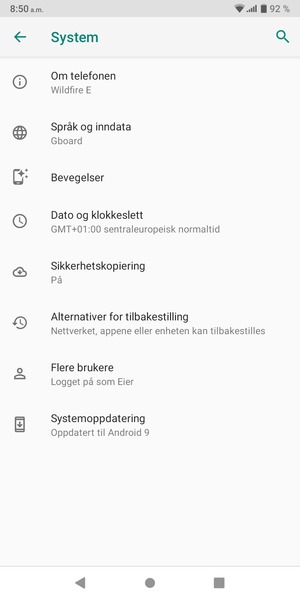 Velg Systemoppdatering