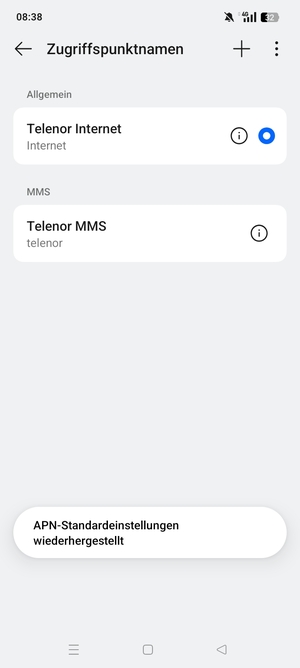 Wählen Sie Neuer APN