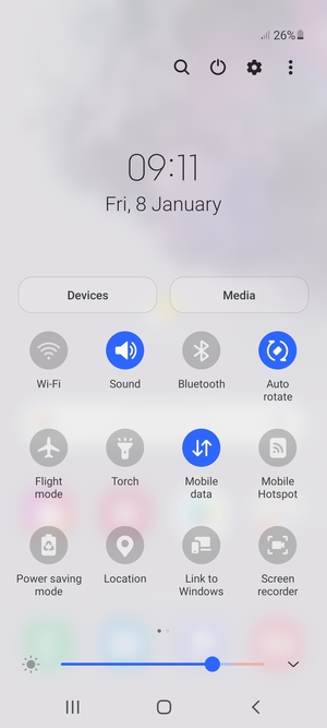 Select the v button