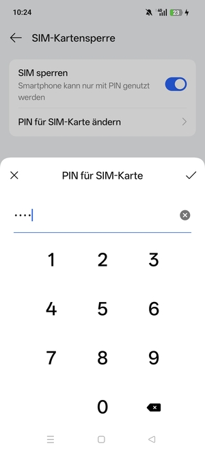 Bestätigen Sie Ihre neue PIN für die SIM-Karte und wählen Sie OK