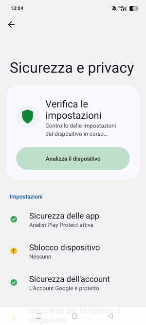 Per attivare il blocco dello schermo, vai al menu Sicurezza e privacy e seleziona Sblocco dispositivo
