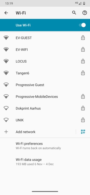 Select the wireless network you want to connect to