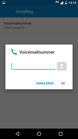 Voer het Voicemailnummer in en selecteer OK