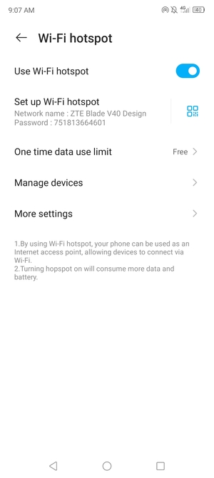 Your phone is now set up for use as a modem
