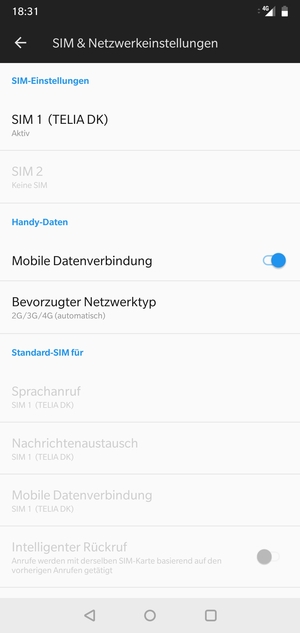 Wählen Sie SIM 1 oder SIM 2